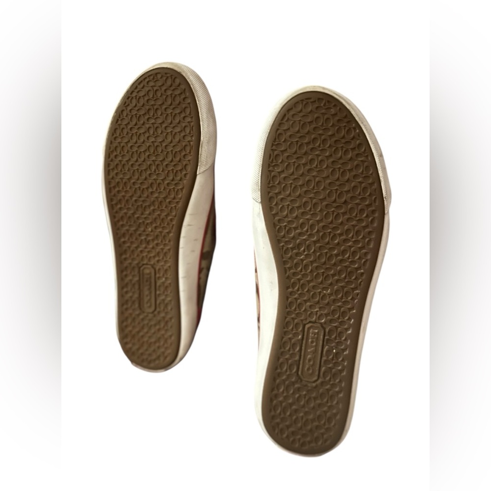 Coach “Barrett” Sneakers Brown Signature Canvas Sneakers with Pink Leather Trim - Picture 6 of 16
